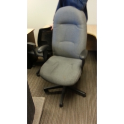 Grey High Back Adjustable Rolling Meeting Chair w Arms